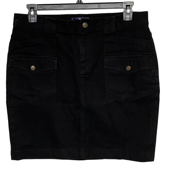 America Living Black Denim Skirt With Front & Back Pockets Size 12 - Picture 2 of 5
